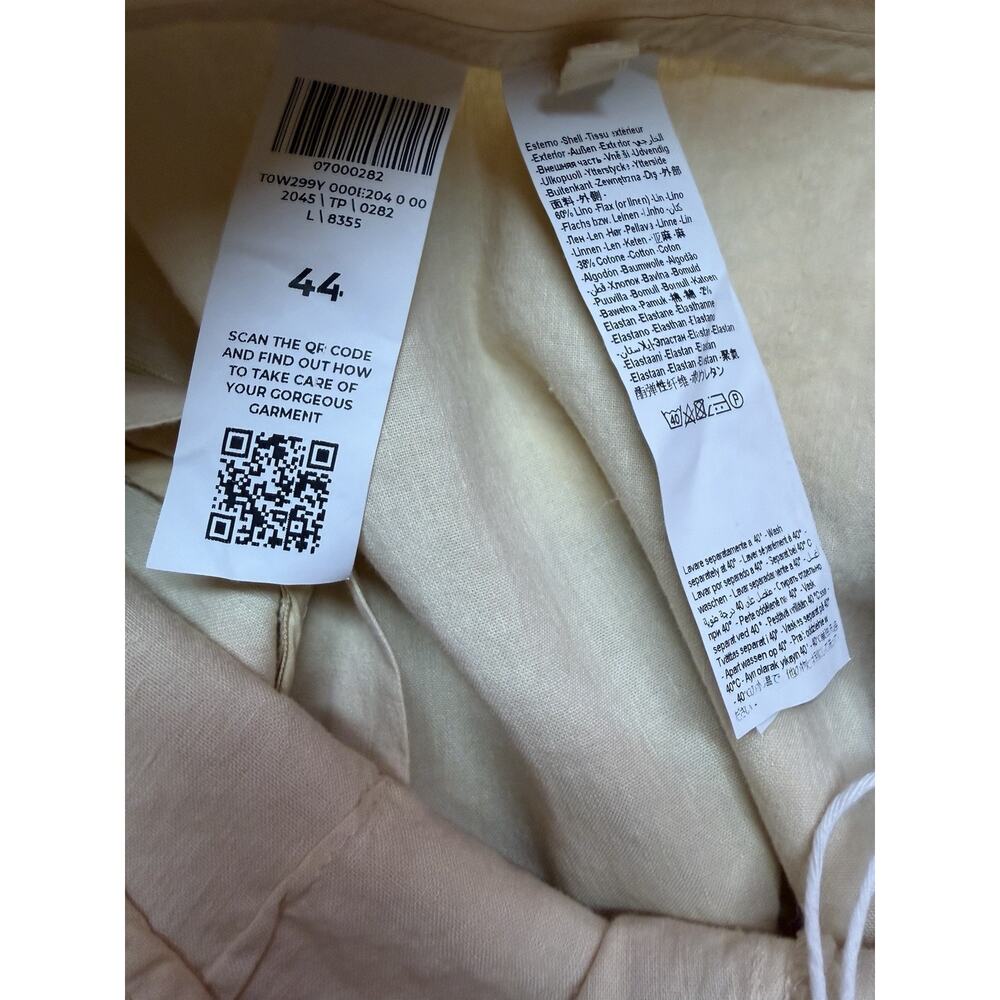 120% Lino Women’s Linen Pants Butter Yellow Beige Pull On Straight Leg M 44 NWT - Picture 9 of 9